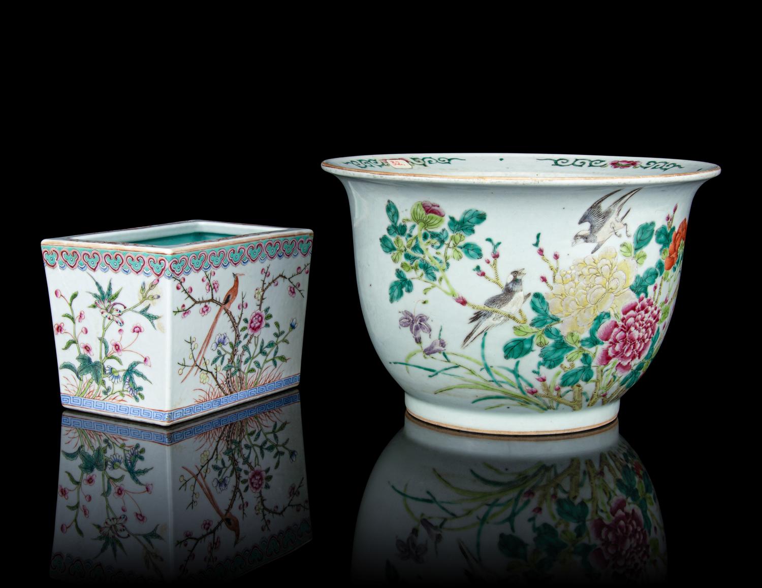 Two Famille Rose Porcelain Planters