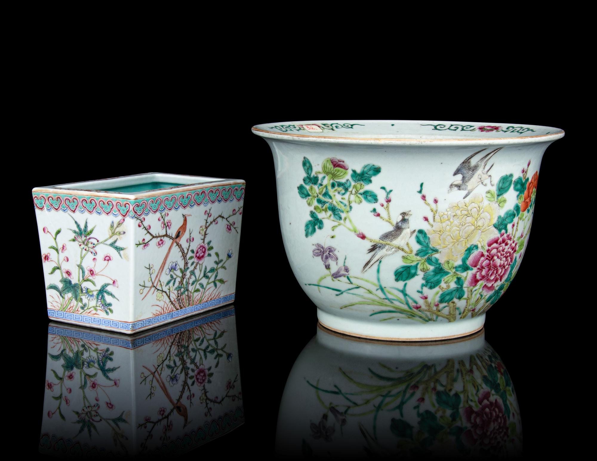 Two Famille Rose Porcelain Planters
