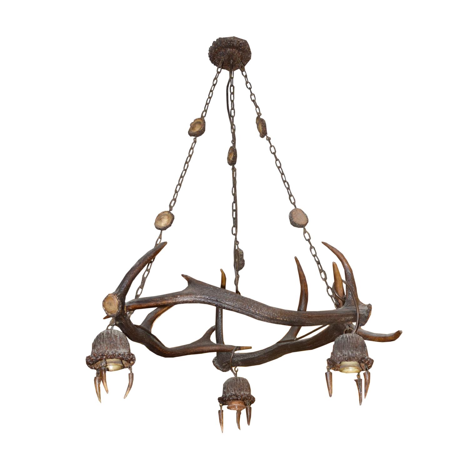 An Antler Chandelier from a Bavarian Hunting Lodge 20" W x 22" D x 32" H — Germany, 19th Century