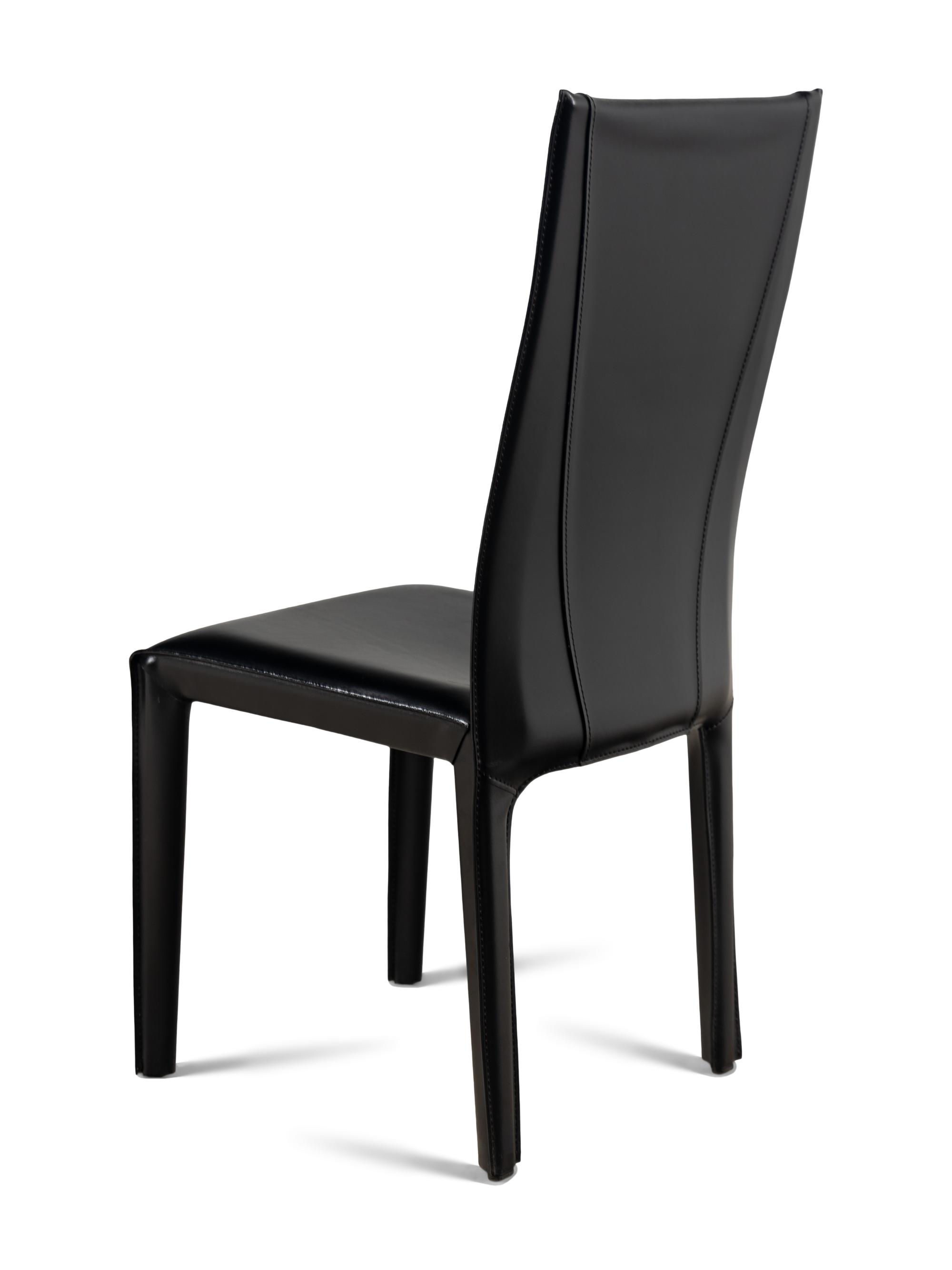 A Set of Eight Contemporary Leather Upholstered Dining Chairs