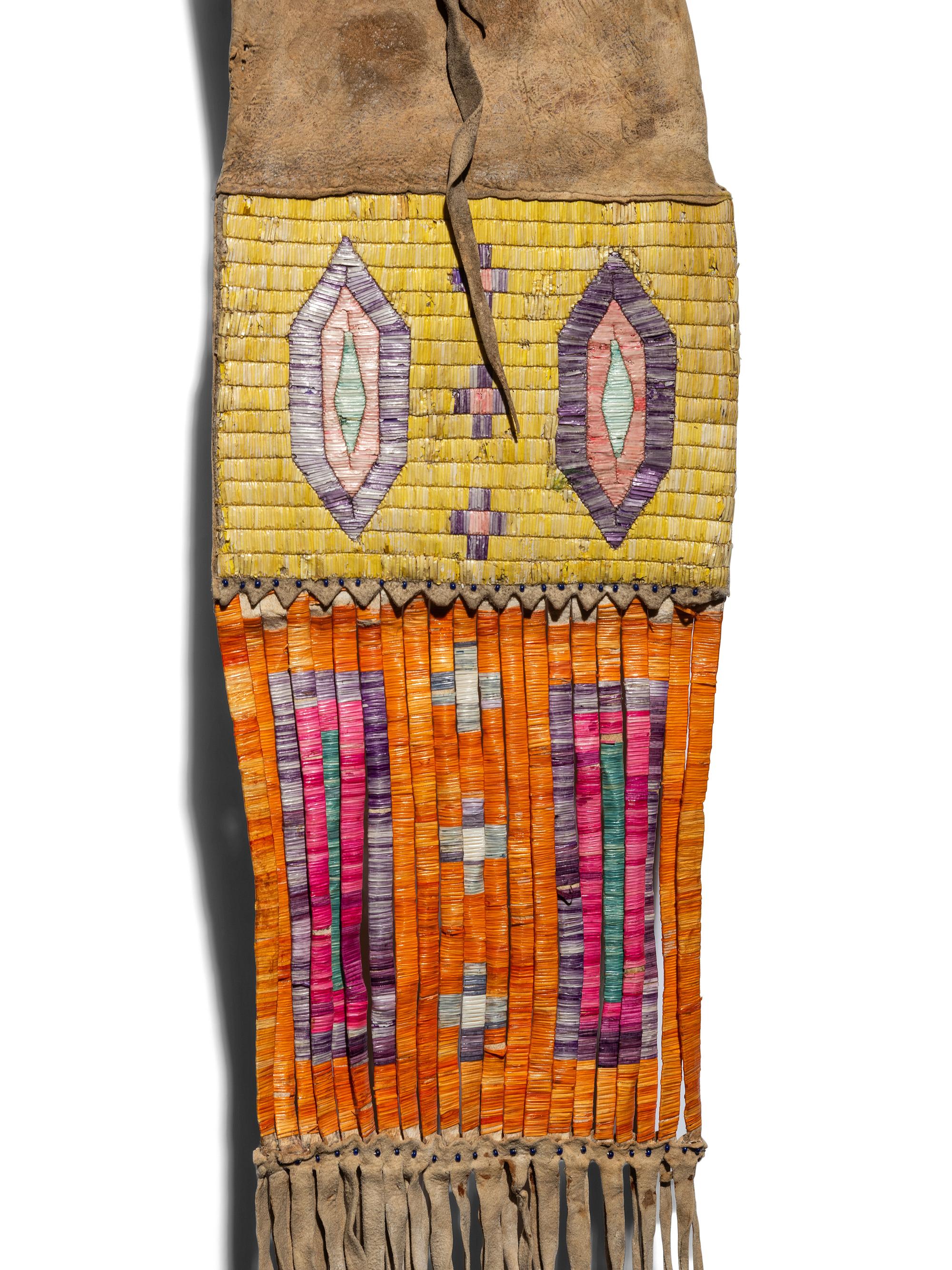 Hidatsa Quilled Hide Tobacco Bag