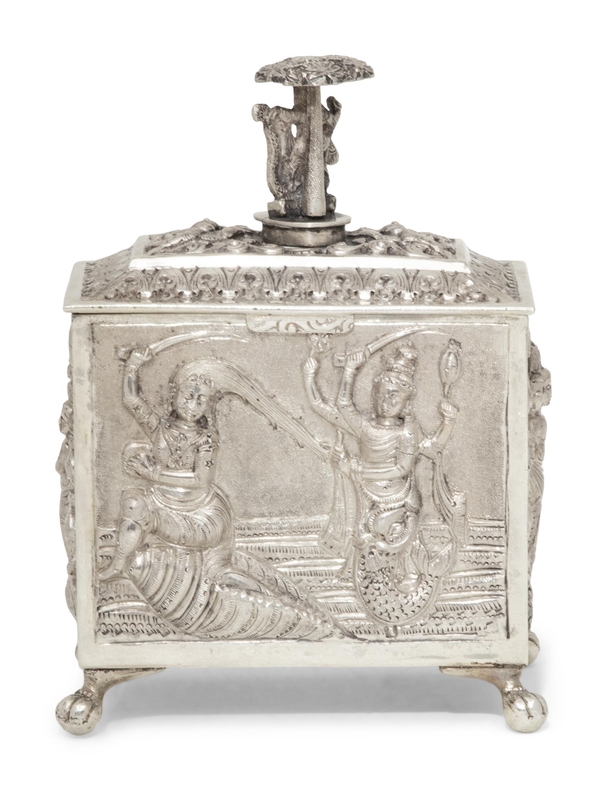An Anglo-Indian Silver Tea Caddy