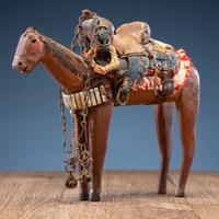 Carved Wooden Toy Horse, with Tack