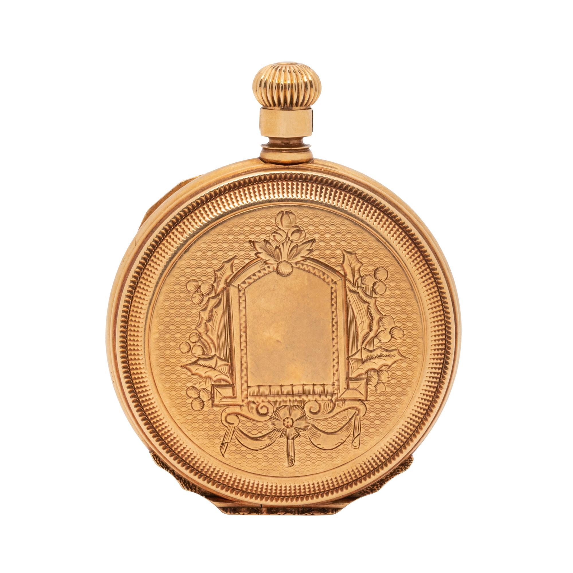 WALTHAM, 14K YELLOW GOLD HUNTER CASE POCKET WATCH