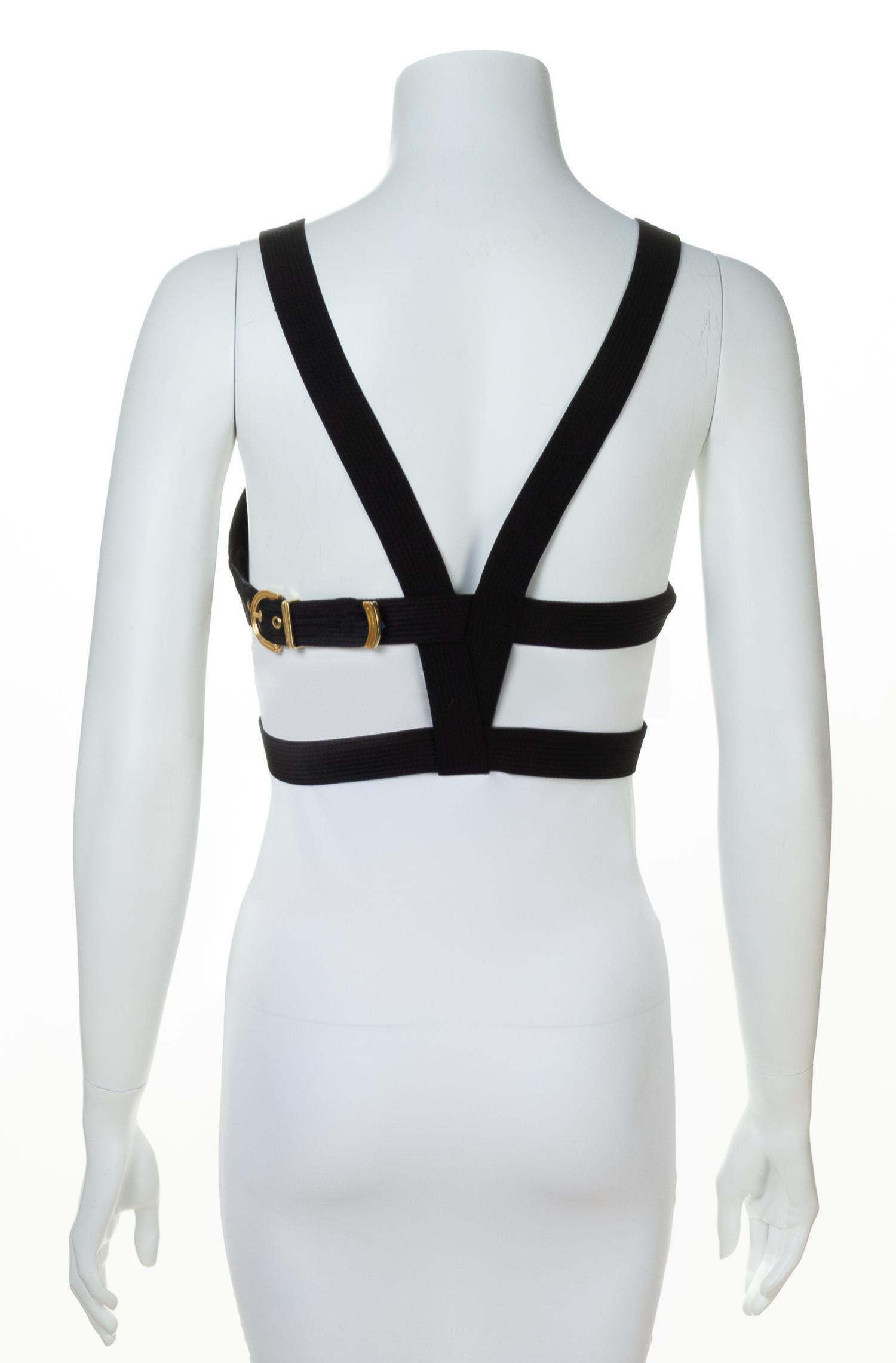 A Gianni Versace Black Silk Bondage Harness Bodice, Size 42.