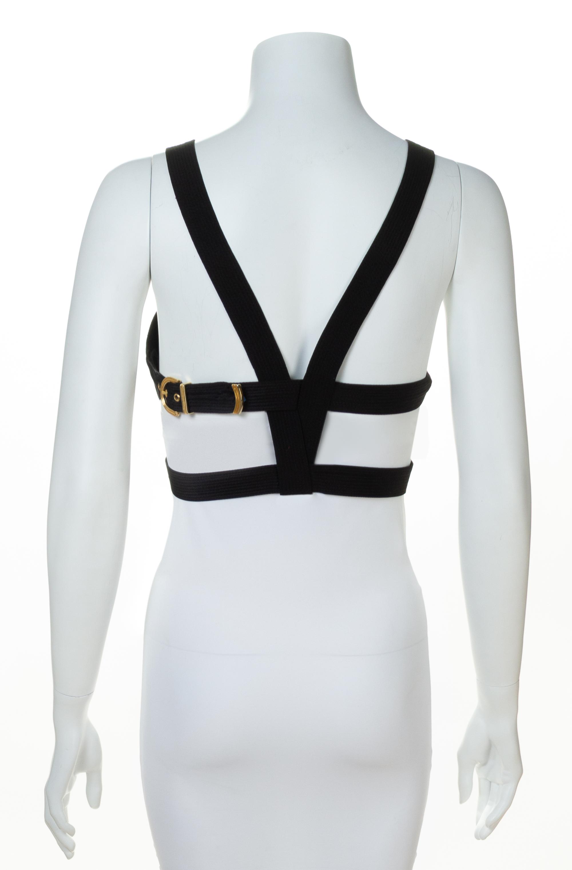 A Gianni Versace Black Silk Bondage Harness Bodice, Size 42.