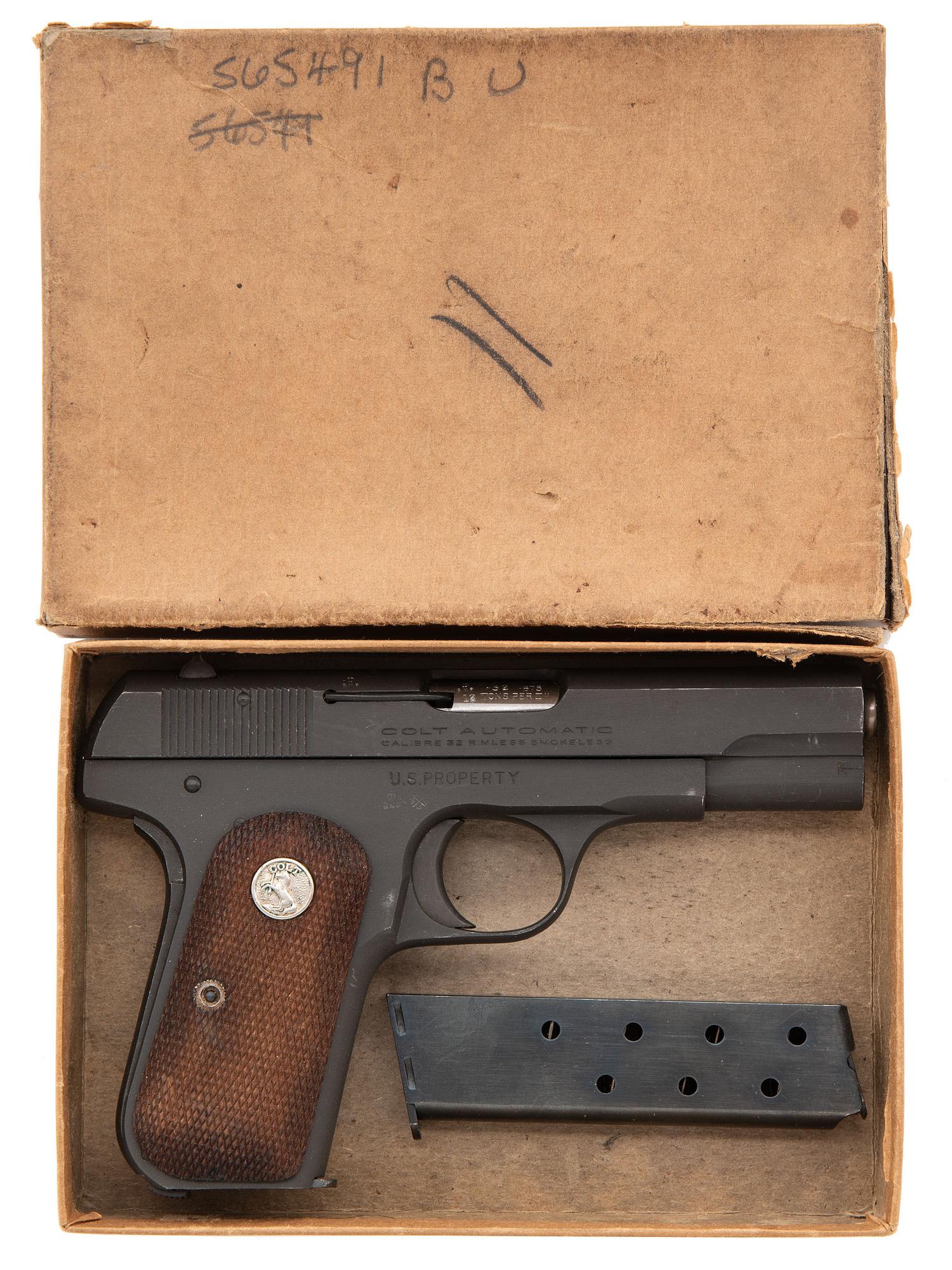 **British Proofed Lend Lease Colt Model 1903 Pistol in Pasteboard Box