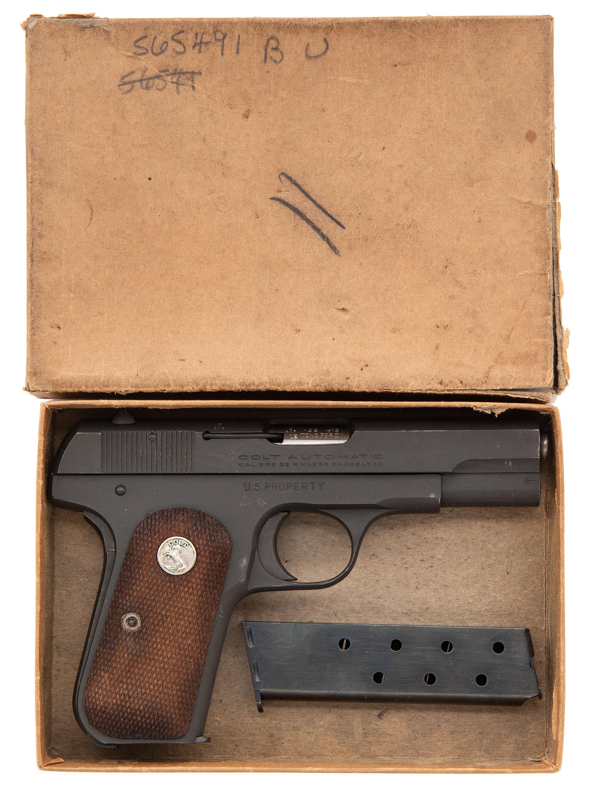**British Proofed Lend Lease Colt Model 1903 Pistol in Pasteboard Box