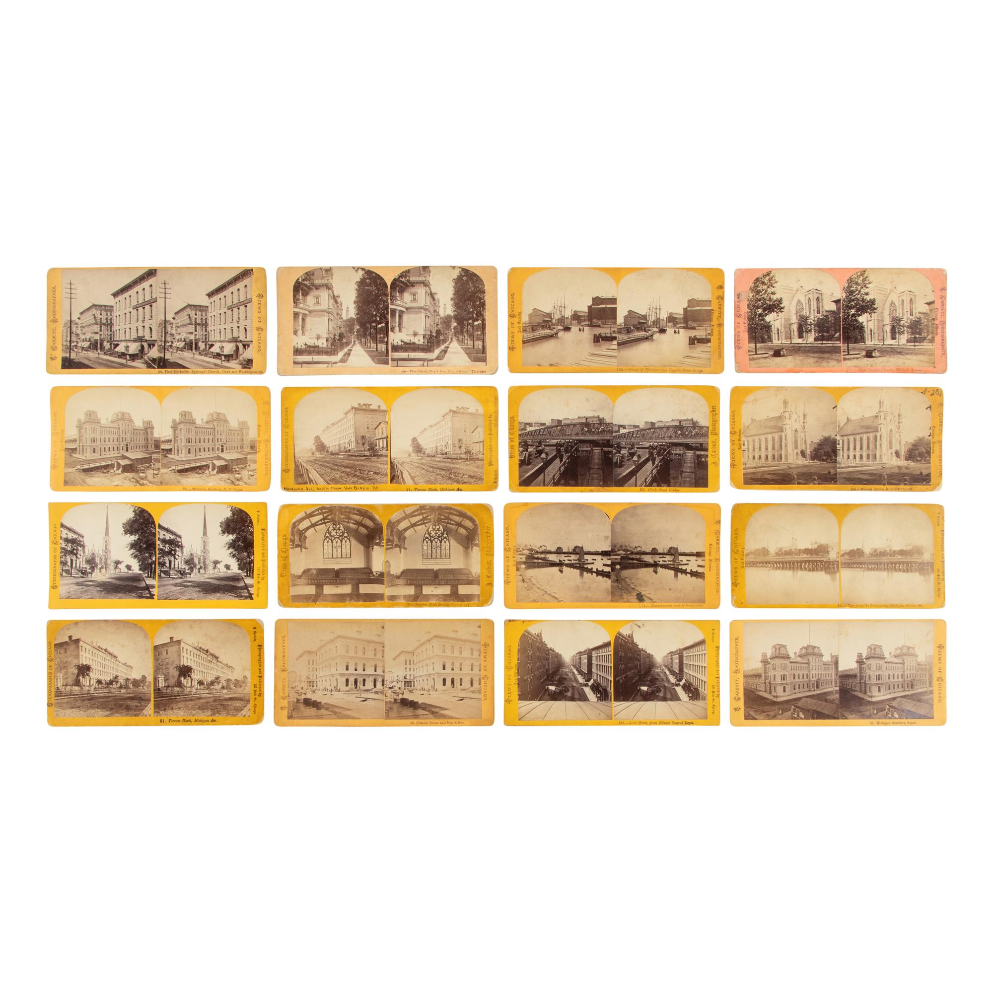 [Chicago Fire]. Carbutt, J. (1832-1905), photographer. A group of over 50 mostly pre-fire stereoviews of Chicago.