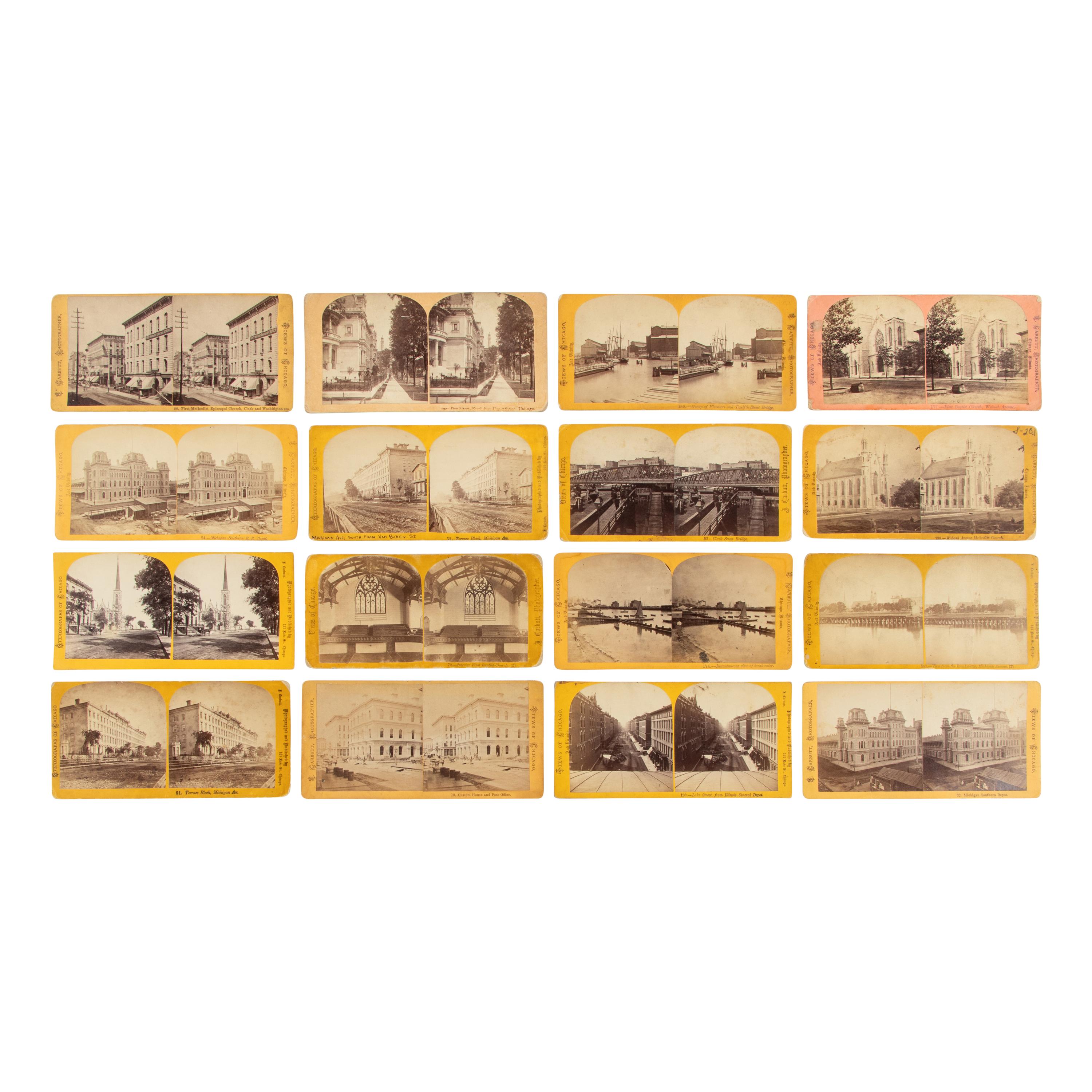 [Chicago Fire]. Carbutt, J. (1832-1905), photographer. A group of over 50 mostly pre-fire stereoviews of Chicago.