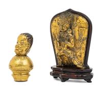 A Tibetan Gilt Bronze Repoussé Vajrapani Panel
