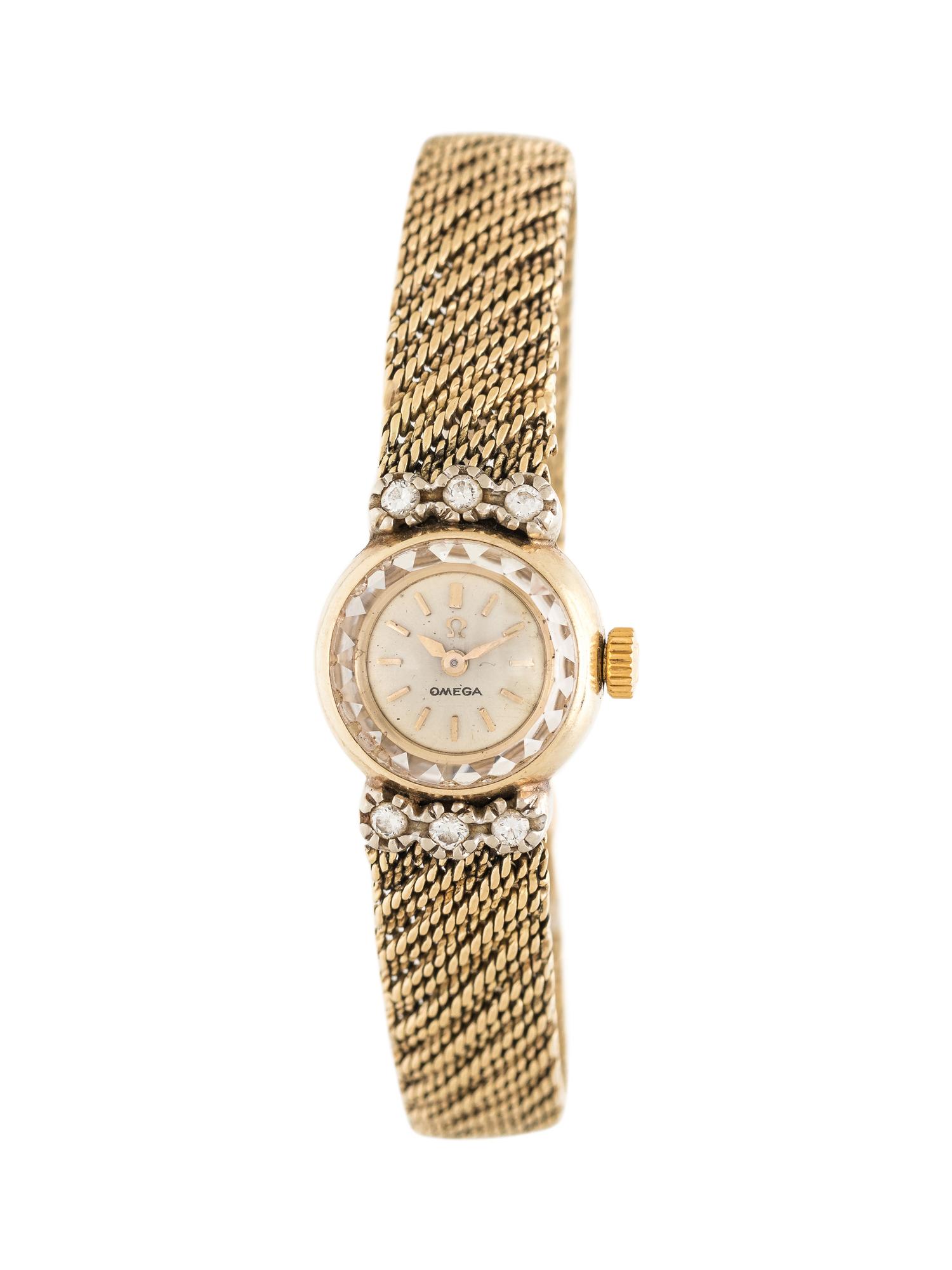 OMEGA, 14K YELLOW GOLD AND DIAMOND WRISTWATCH