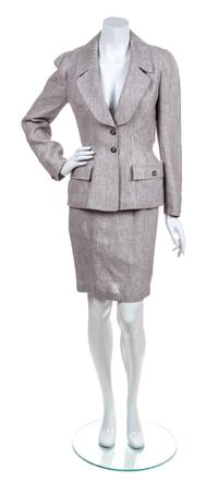 A Thierry Mugler Tweed Linen Suit, Size 38.