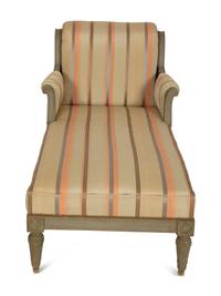 A Gustavian Style Painted and Parcel Gilt Chaise Longue