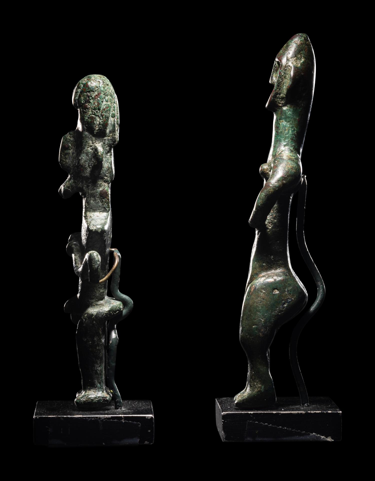 Two Amlash Bronze Figures of a Male and Female