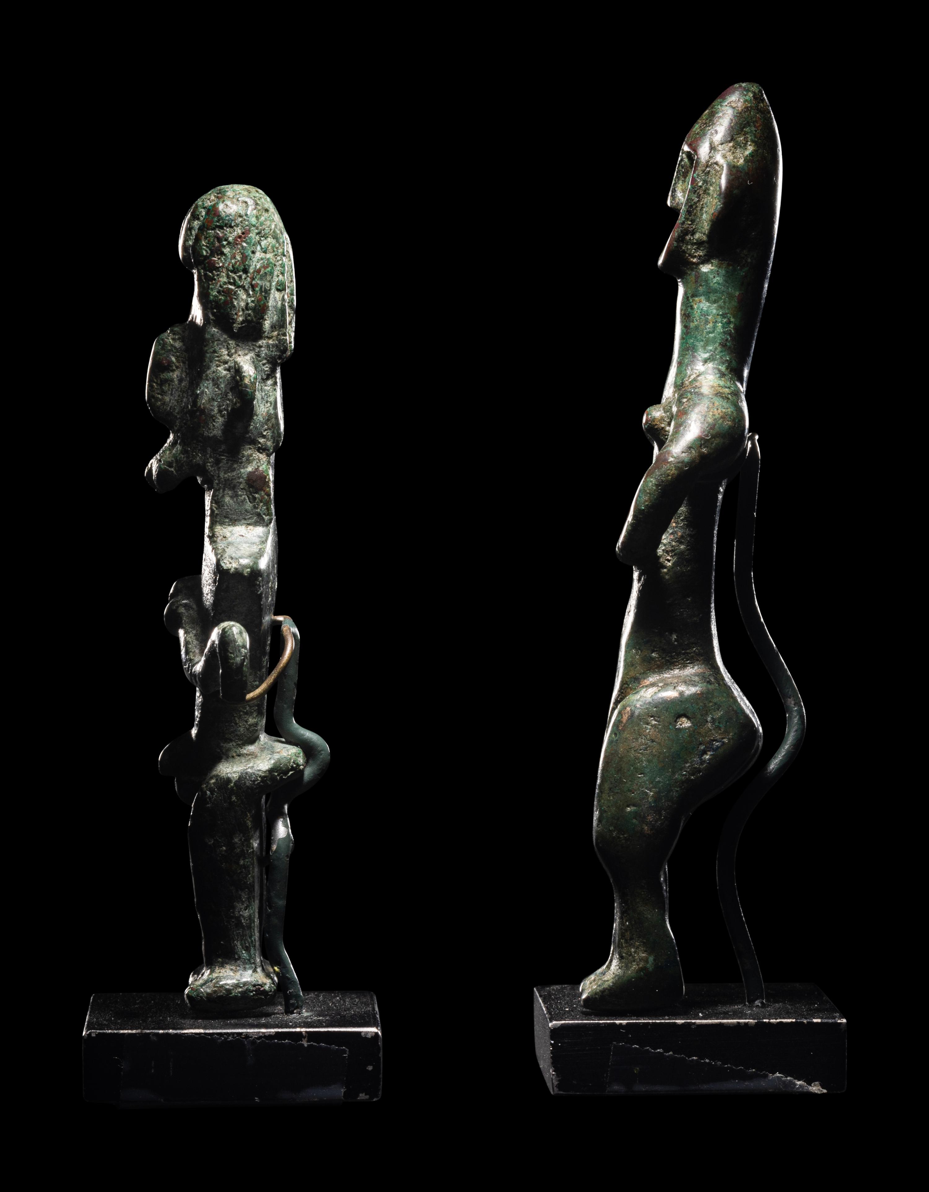 Two Amlash Bronze Figures of a Male and Female