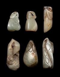 Six Chinese Celadon Jade Carvings of Melons