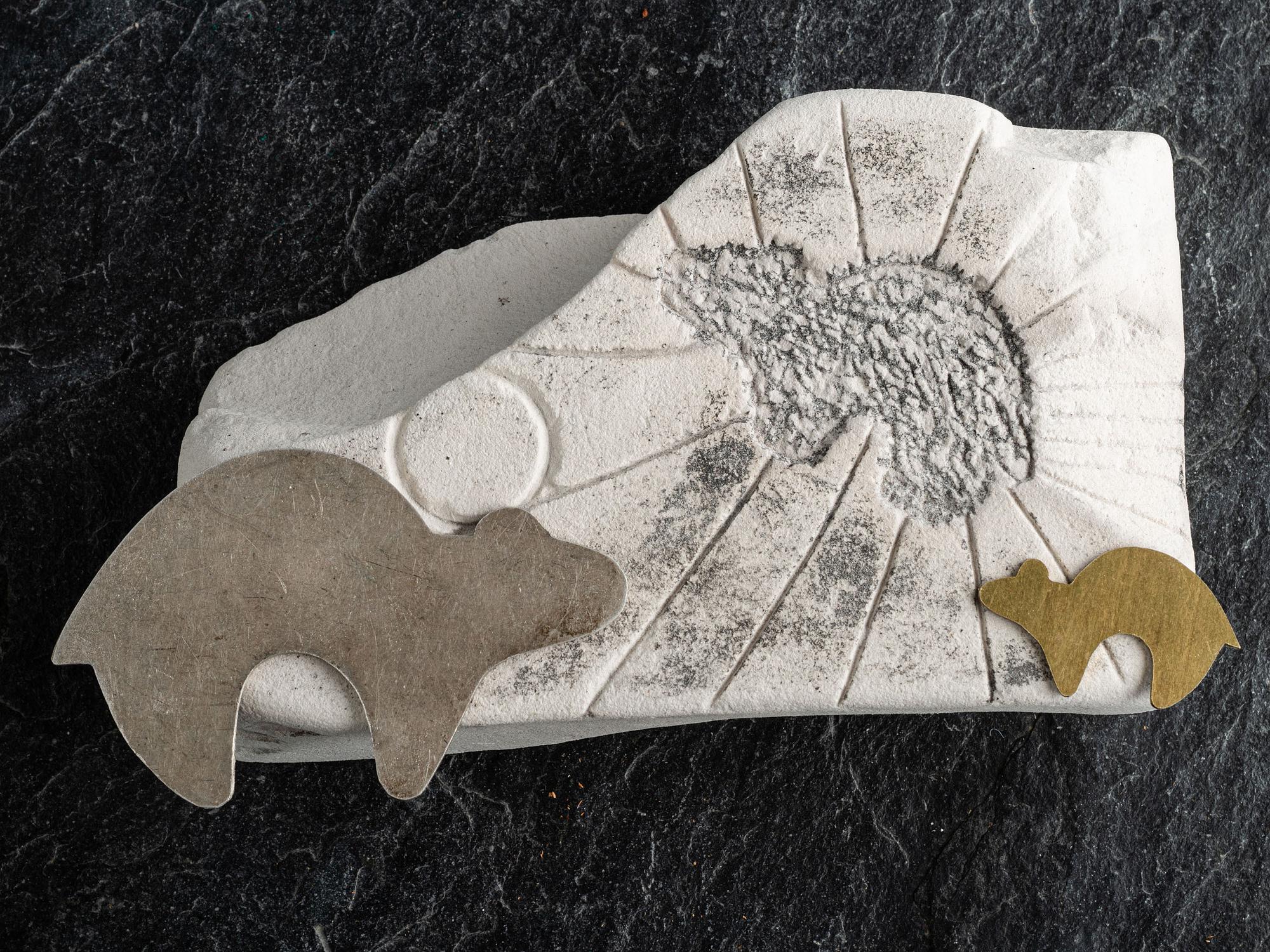 Bear Tufa Mold and Silver and Gold Preforms