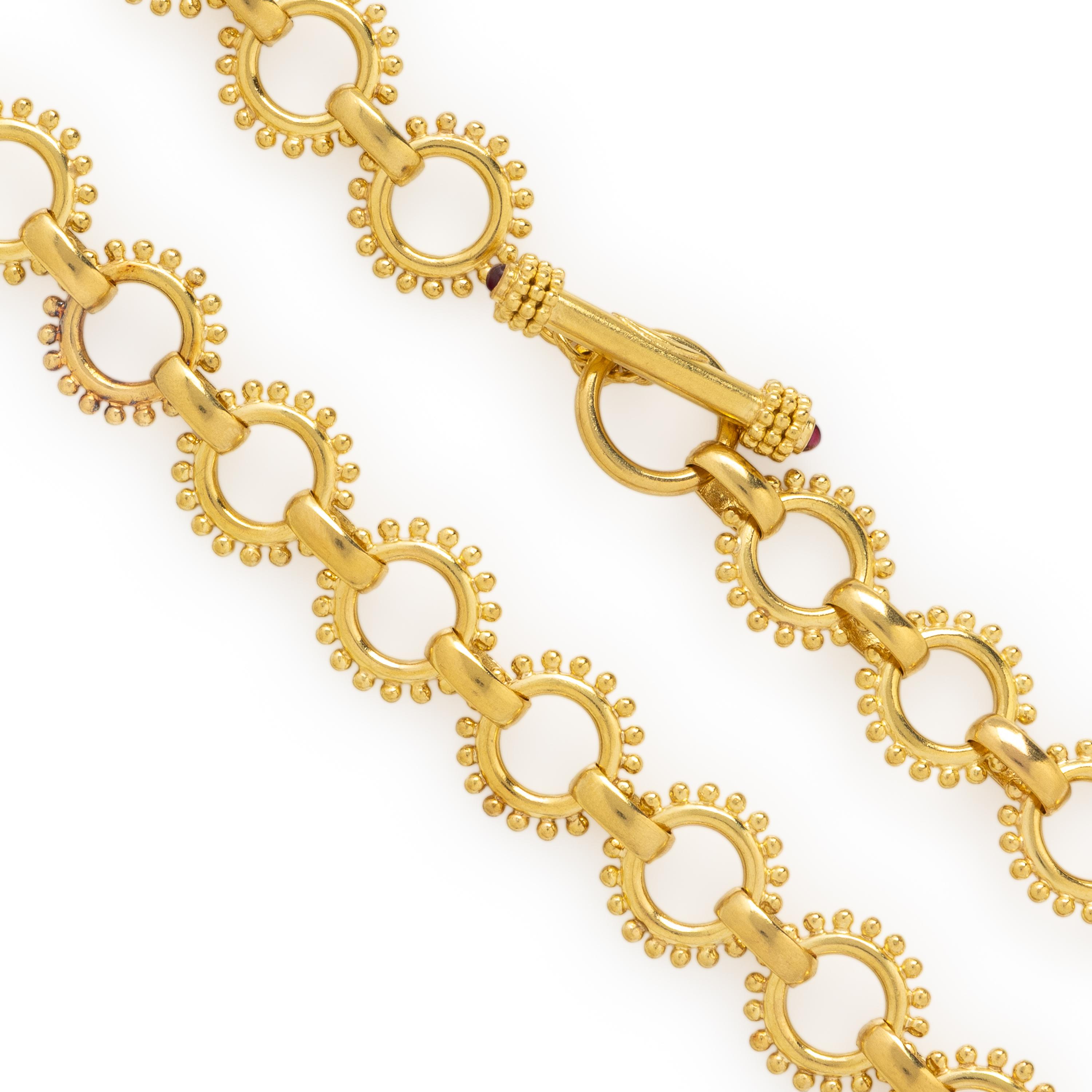 Elizabeth Locke, Yellow Gold and Ruby Chain Necklace