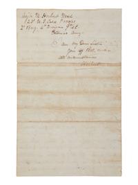 [CIVIL WAR]. Letter from Adjutant M. Herbert Wood, 23rd USCT, to his sister Mollie concerning her deserter husband.