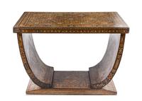 A Syrian Parquetry and Mother-of-Pearl Inlaid Console Table Height 31 1/4 x width 46 x depth 31 1/4 inches. — LATE 19TH CENTURY