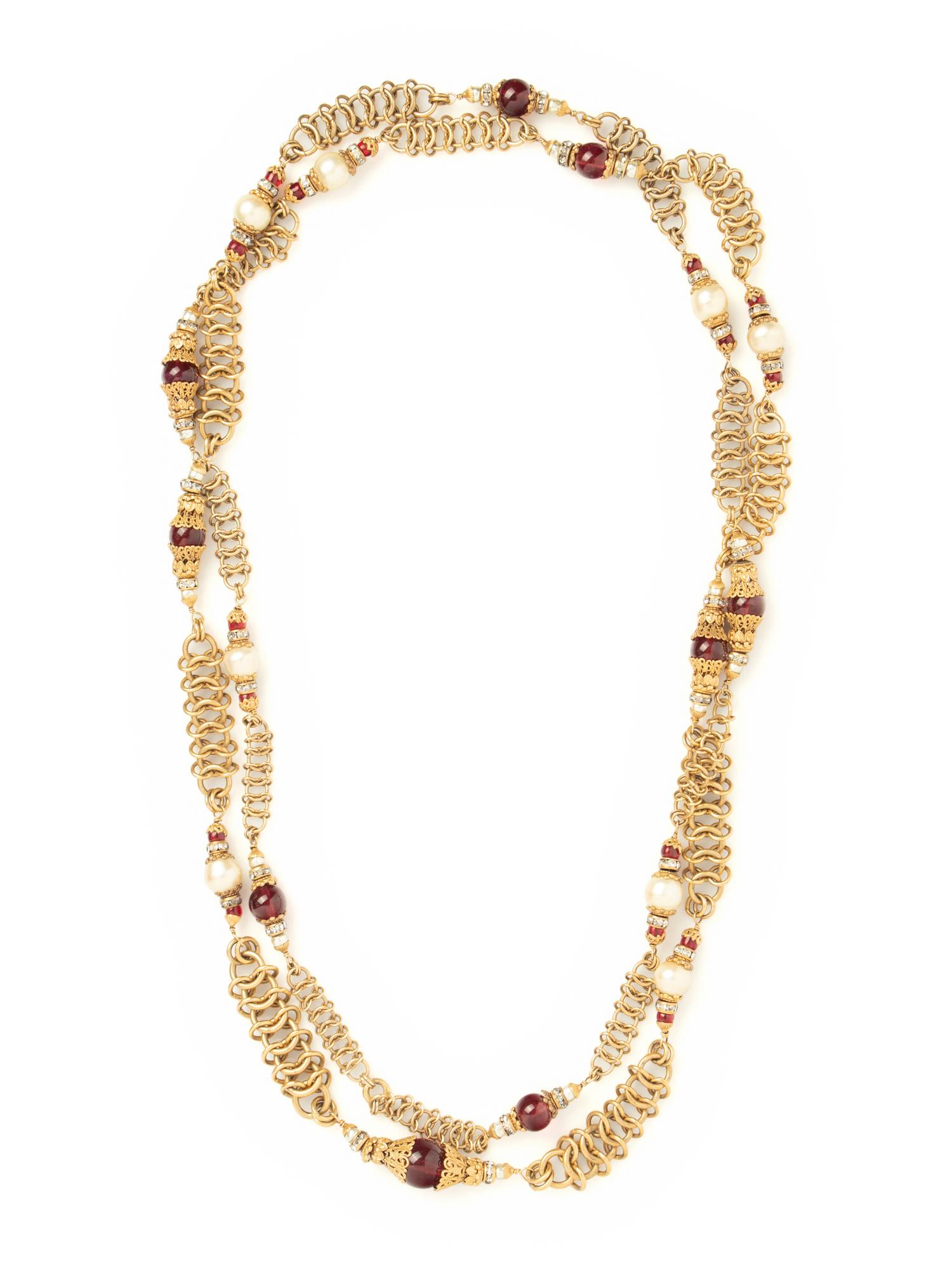 Couture Sautoir Necklace Attributed to Chanel by Robert Goossens, c. 1954-74