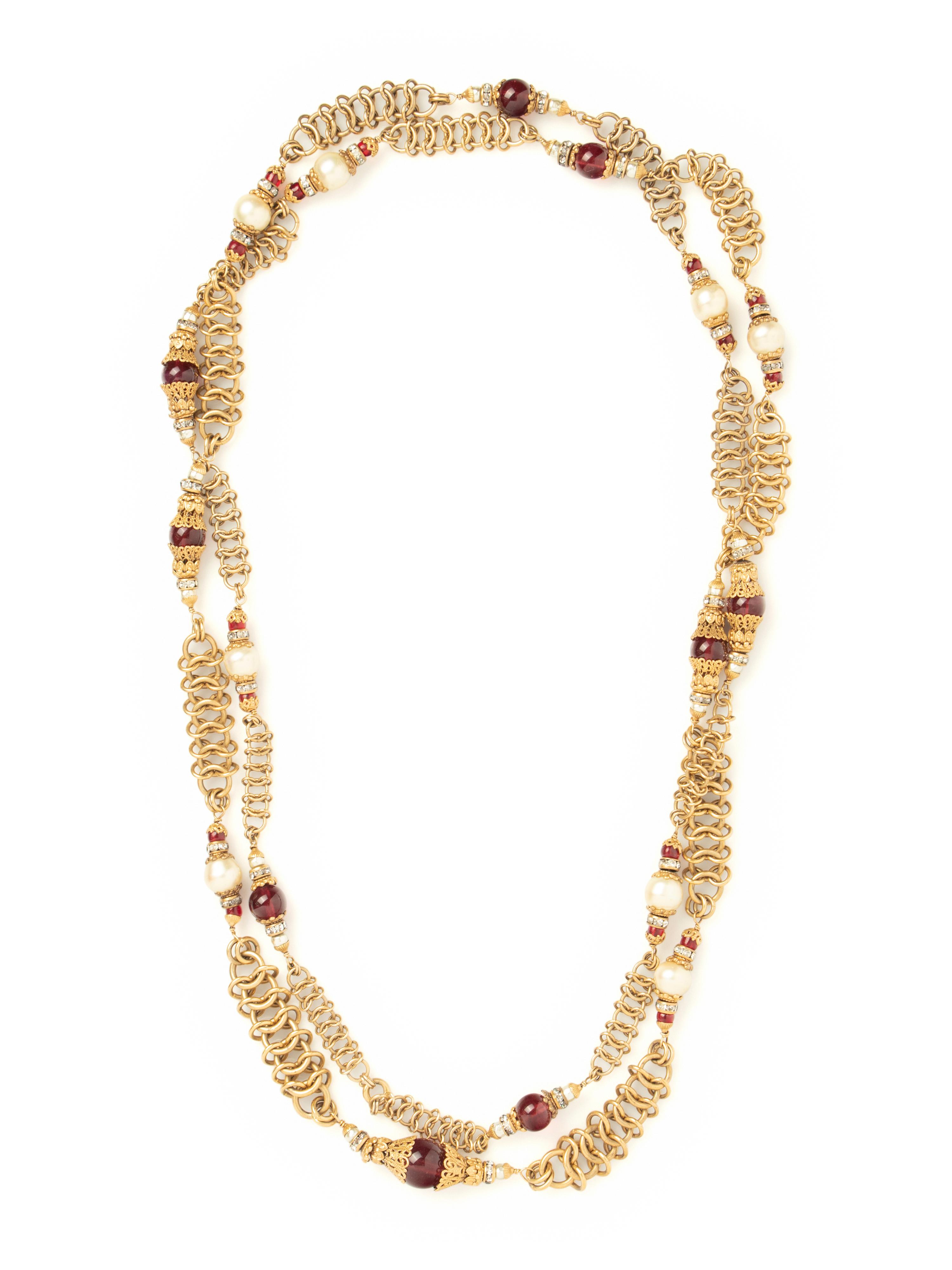 Couture Sautoir Necklace Attributed to Chanel by Robert Goossens, c. 1954-74