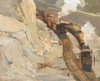 Redmond Stephens Wright, (American, b. 1903), Switching Train Cars, 1945