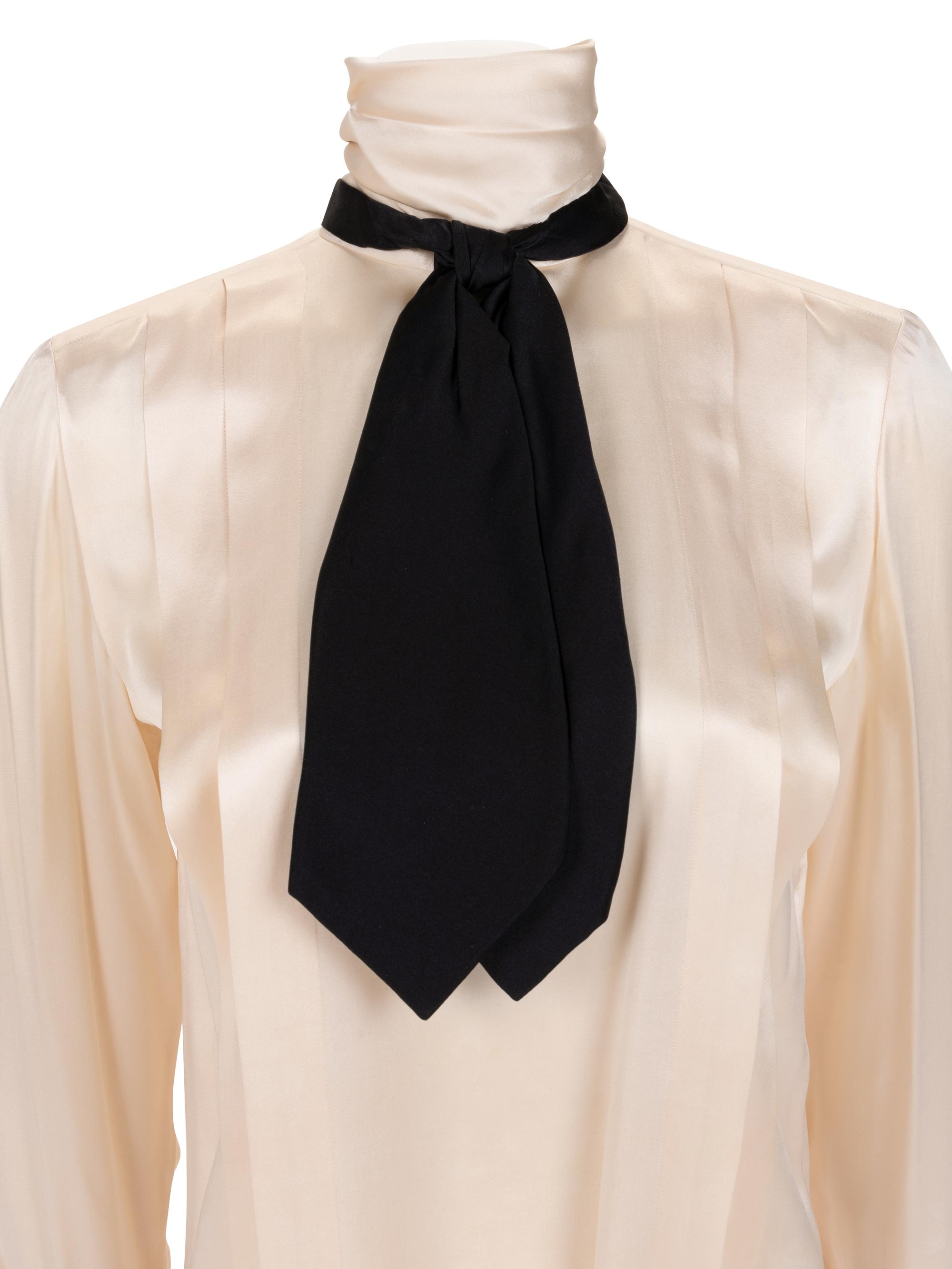 Two Silk Blouses: One Chanel Haute Couture, One Unlabeled, 1980-90s
