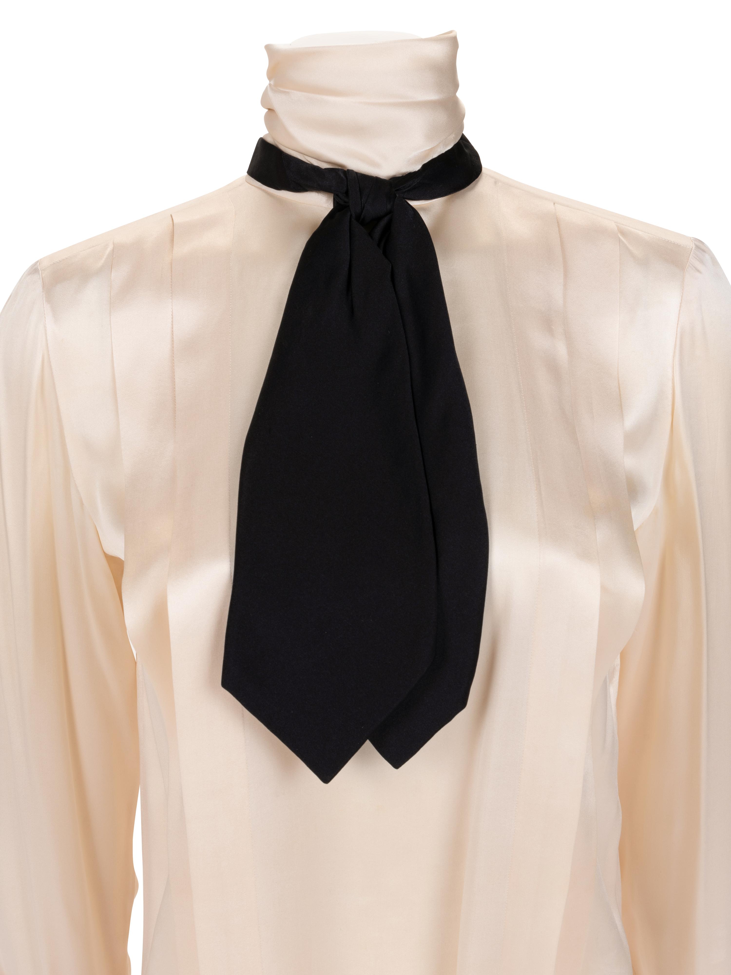 Two Silk Blouses: One Chanel Haute Couture, One Unlabeled, 1980-90s