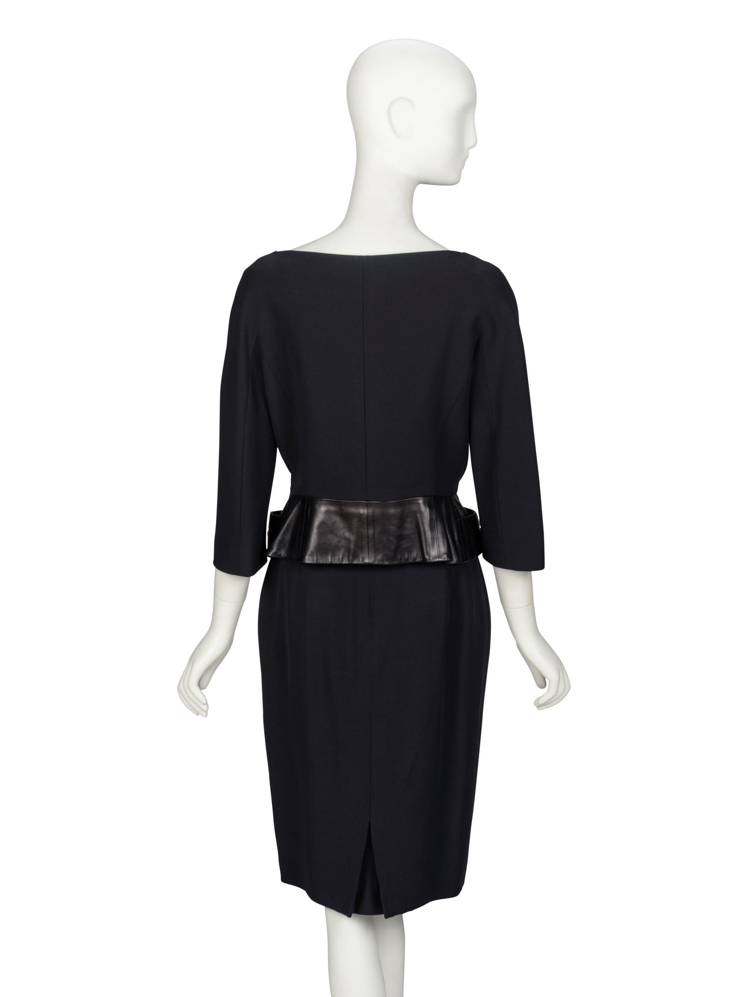 Christian Dior, Leather-Trim Skirt Suit