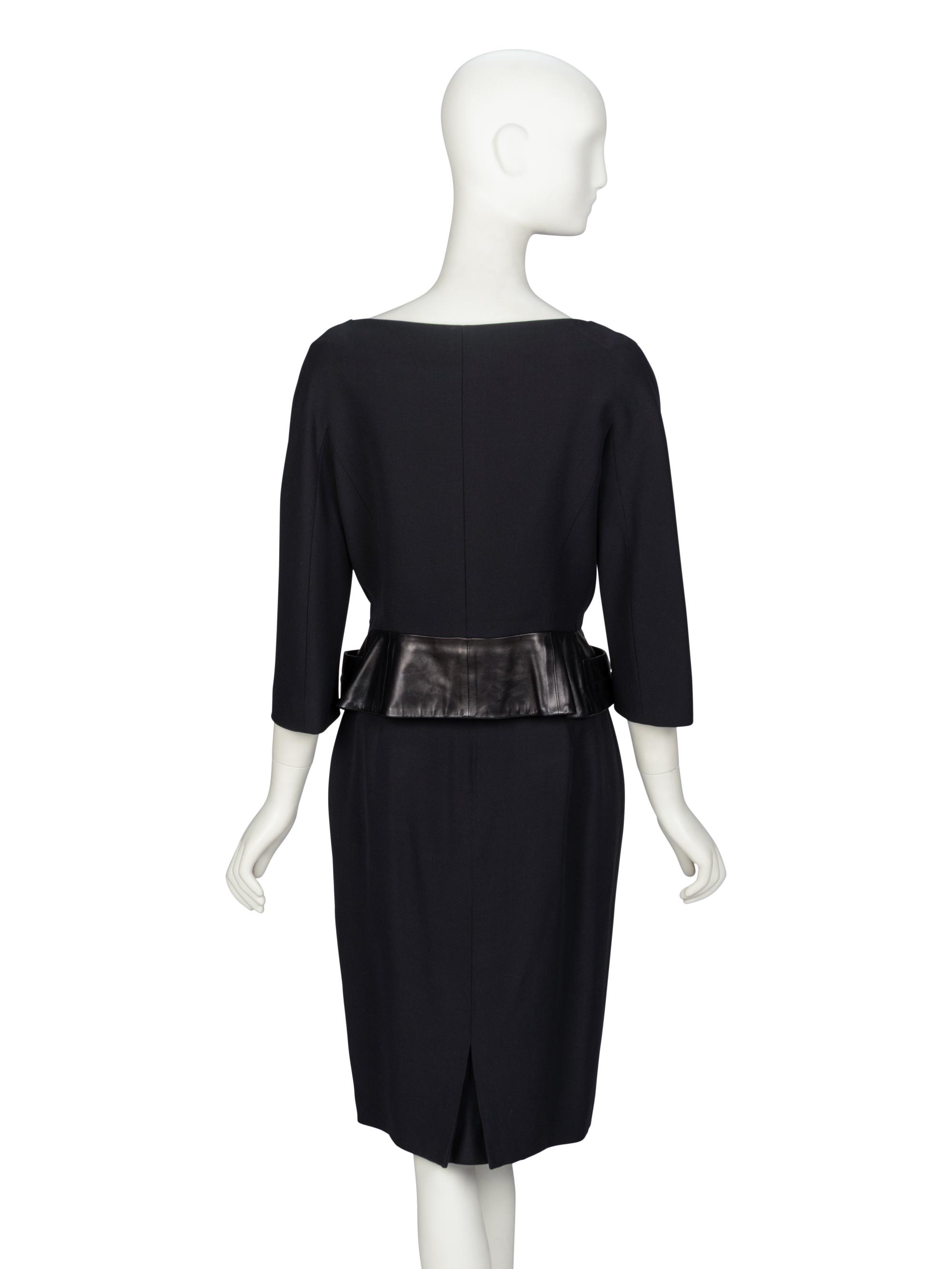 Christian Dior, Leather-Trim Skirt Suit