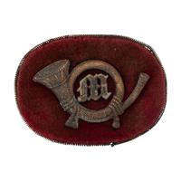 US Marine Corps Officer's Pattern 1859 False Embroidered Brass Horn with M Bullion Cap Emblem