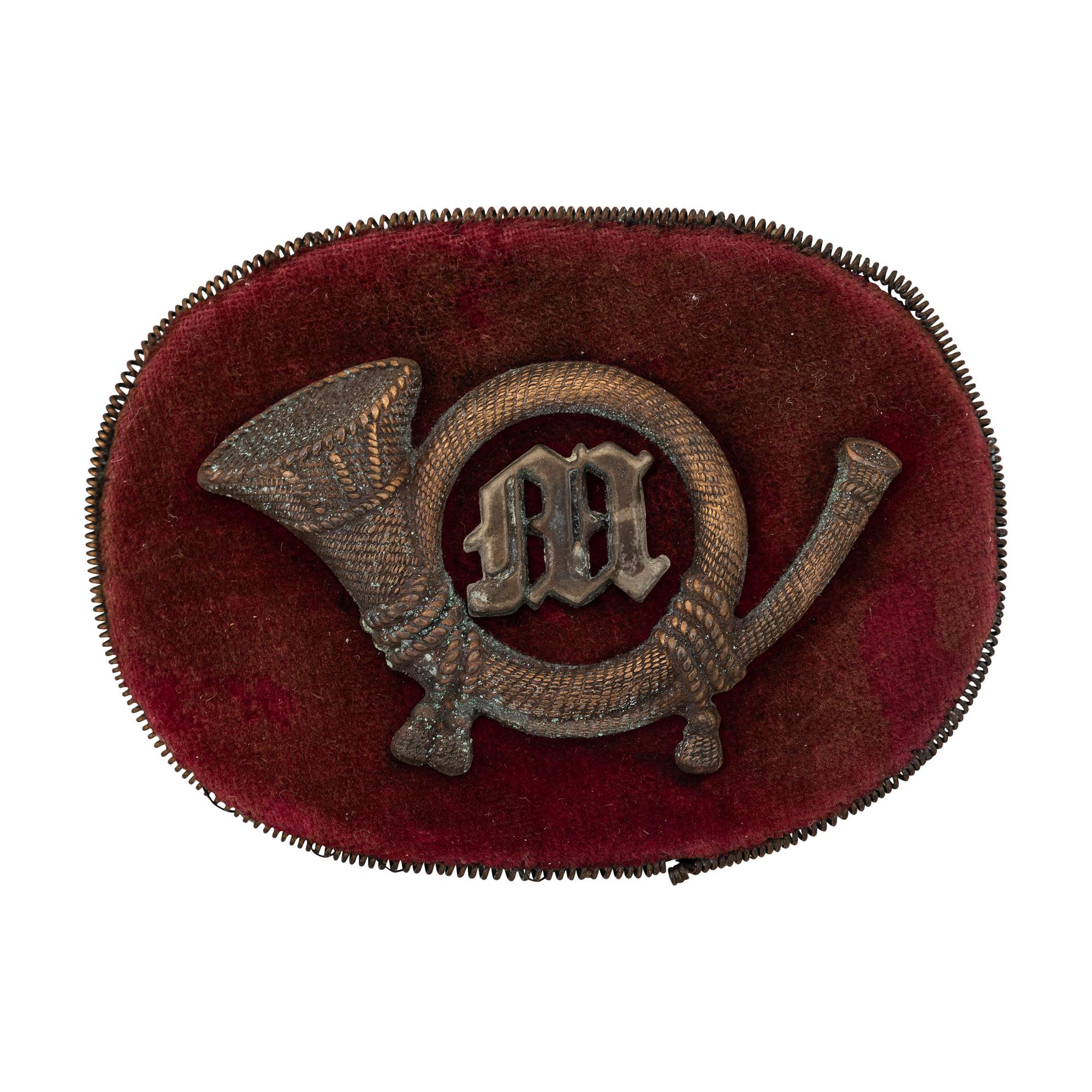 US Marine Corps Officer's Pattern 1859 False Embroidered Brass Horn with M Bullion Cap Emblem
