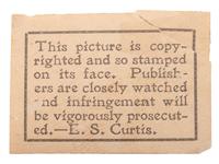 CURTIS, Edward S (1868-1952), photographer. 3 works, including two platinum photographs of a Native American subjects.