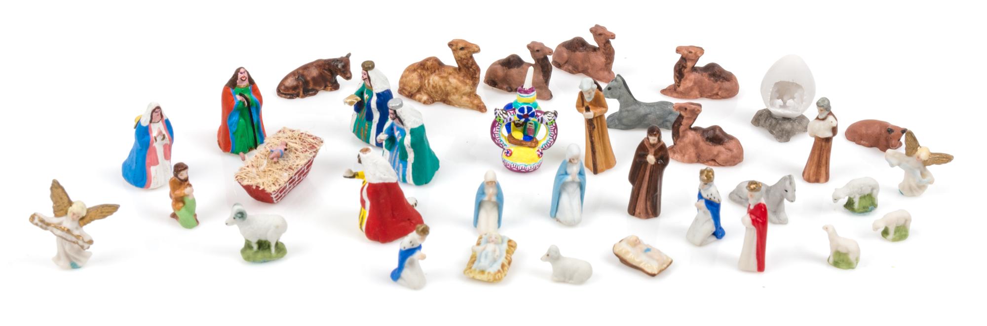 A Collection of Nativity Figures Height of tallest 1 inch.