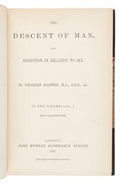 [NATURAL HISTORY]. DARWIN, Charles (1809-1882). The Descent of Man . London: John Murray, 1871.