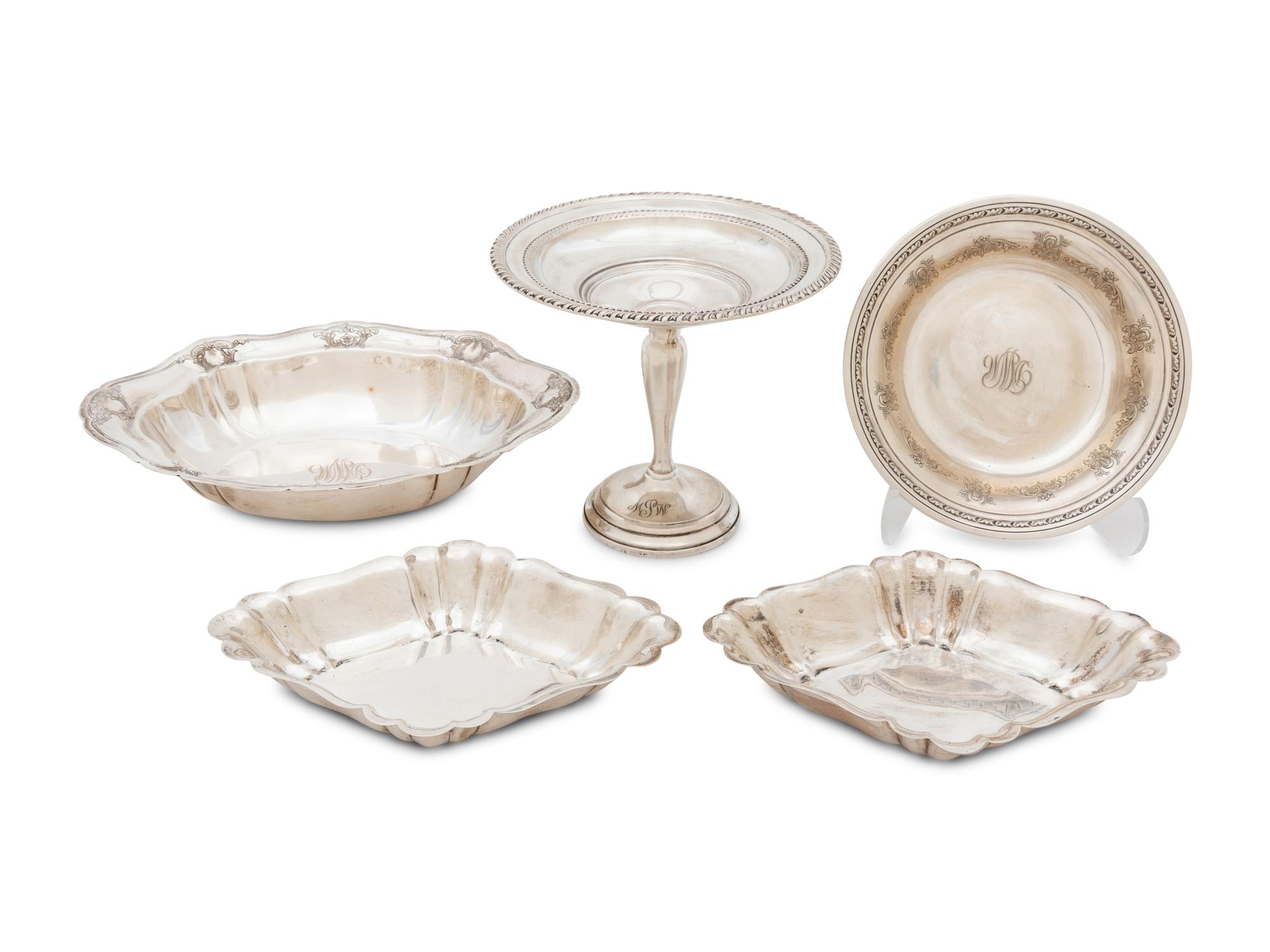 A Group of Five American Silver Objects