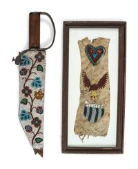 Anishinaabe Beaded Knife Sheath, with Knife AND Tobacco Bag