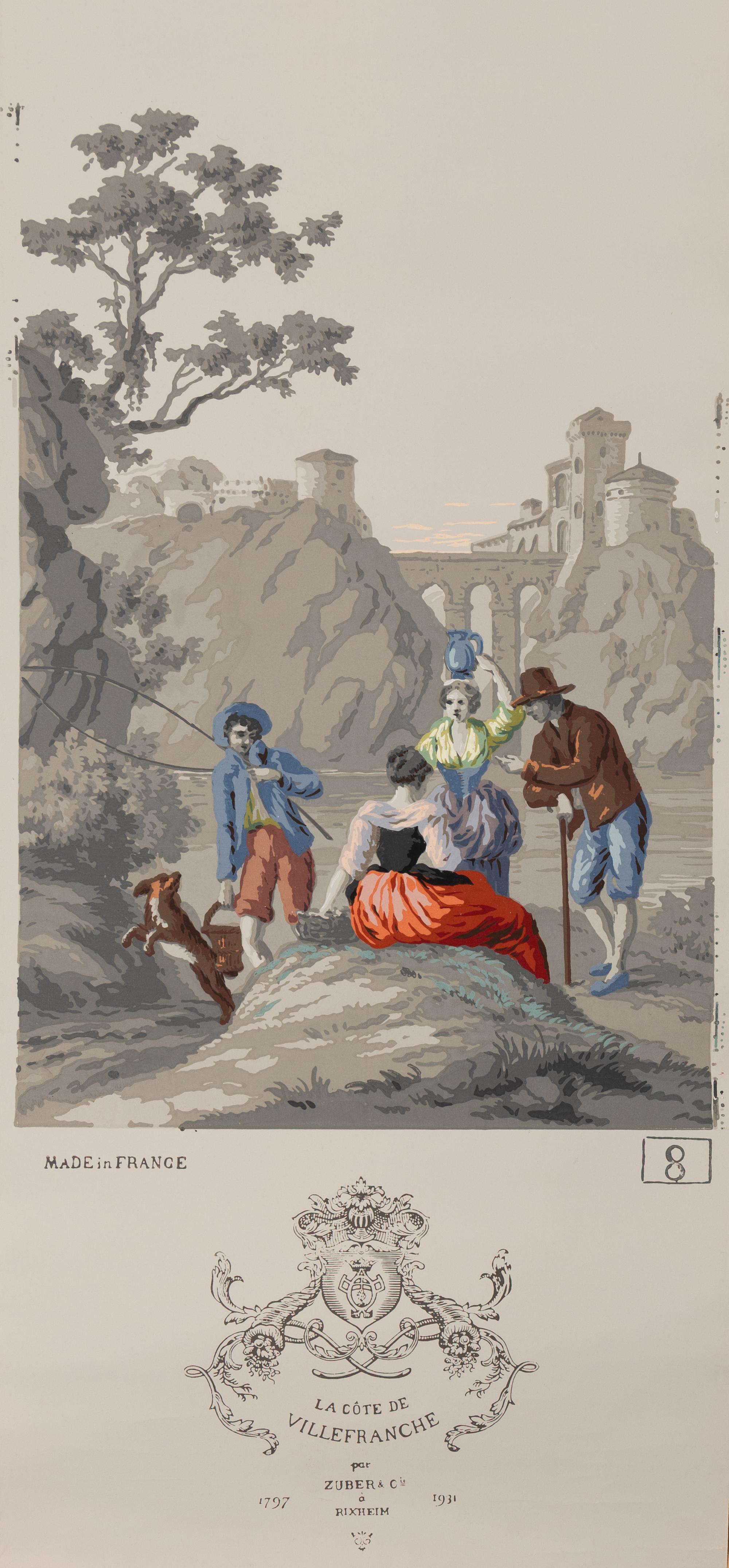A Complete Set of Fourteen Zuber et Cie. La Cote de Villefranche Wallpaper Panels