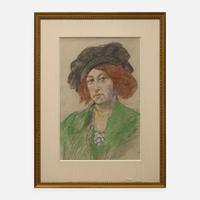 Jerome Myers (American, 1867-1940) Ethel with Red Hair and Black Tam