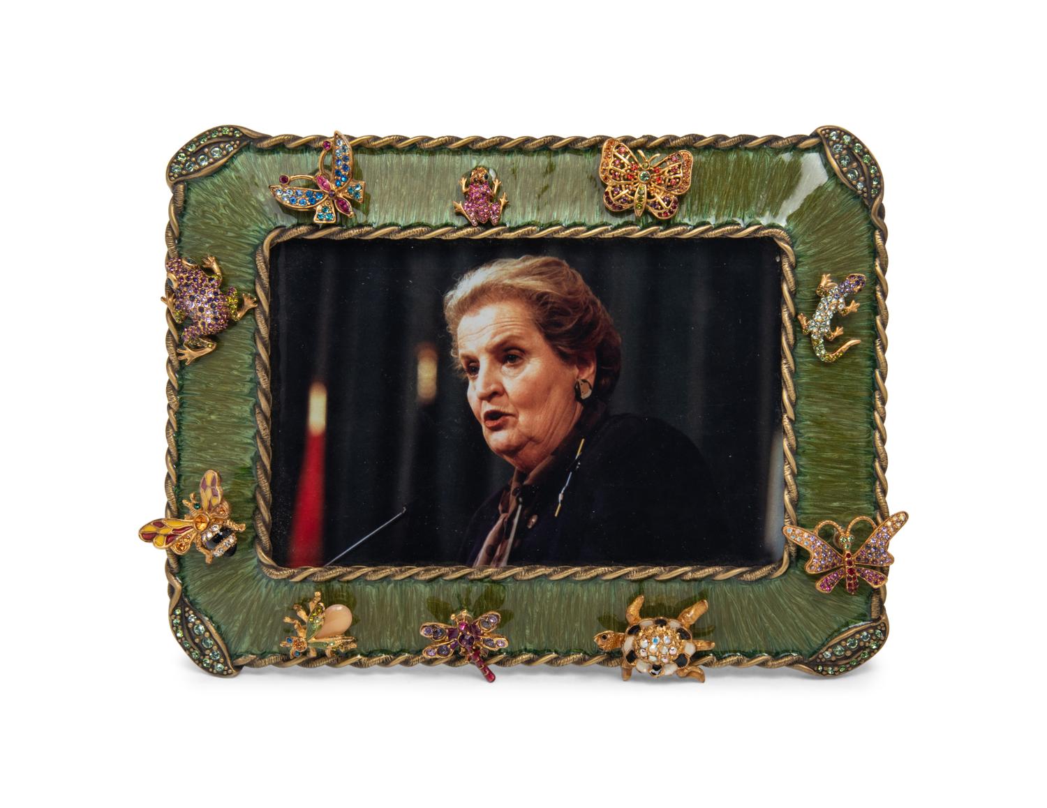 A Jay Strongwater Enamel and Jeweled Frame