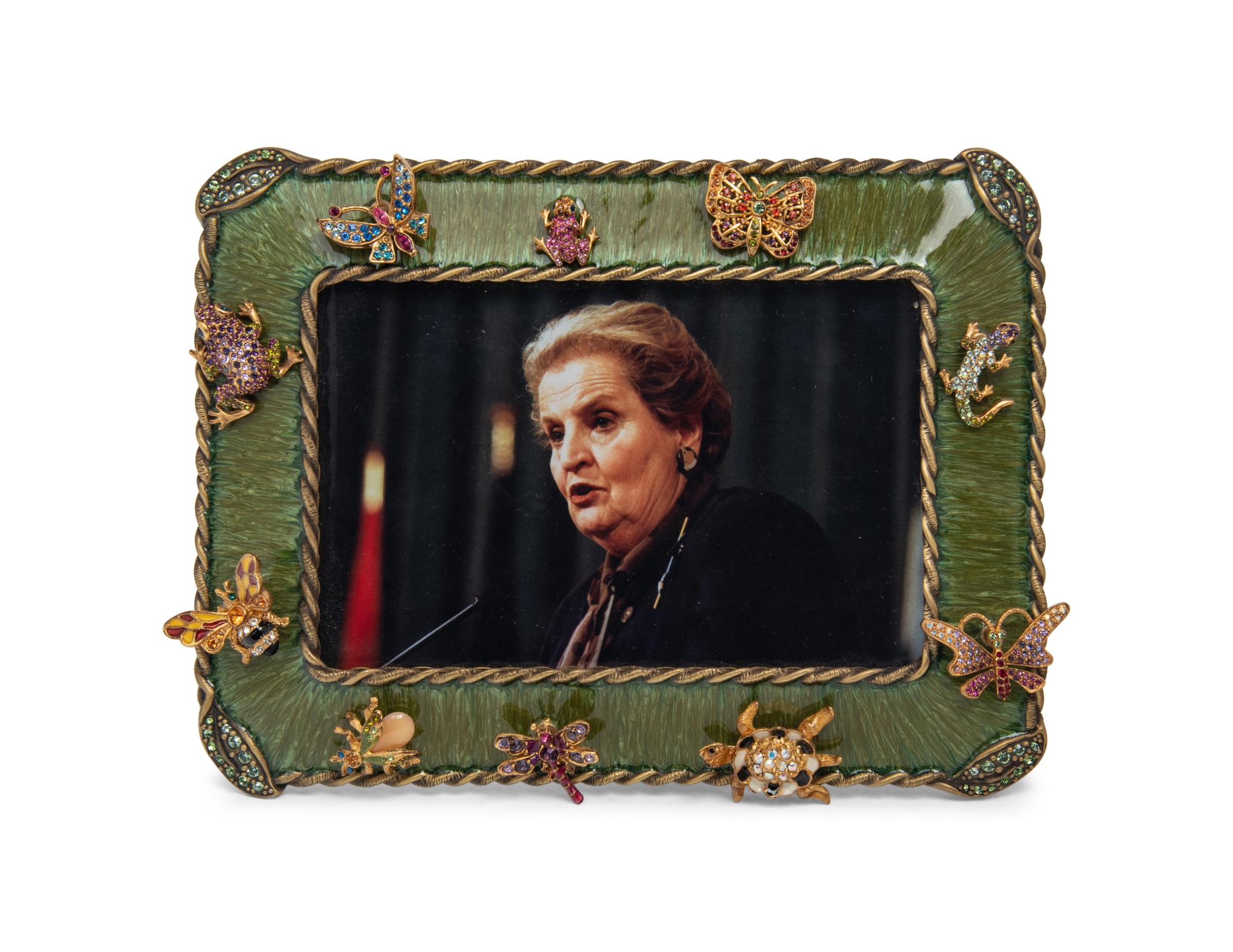 A Jay Strongwater Enamel and Jeweled Frame