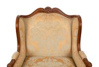 A Louis XV Style Carved Bergere Oreilles with Silk Damask Upholstery — 20TH CENTURY