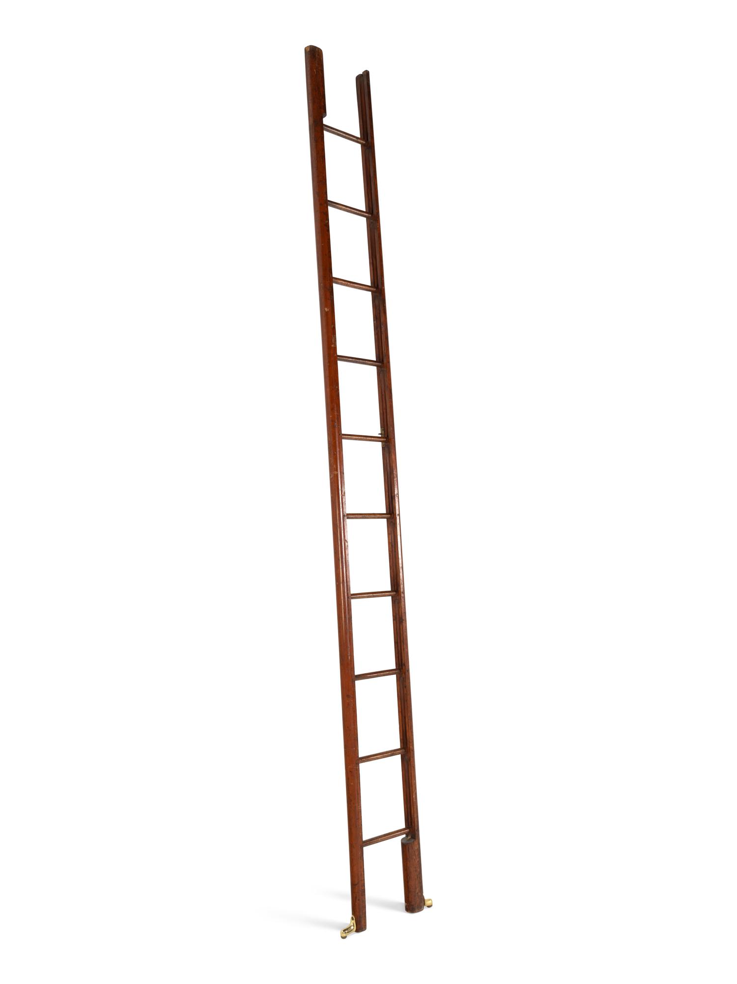 A Regency Brass Mounted Telescoping Library Ladder