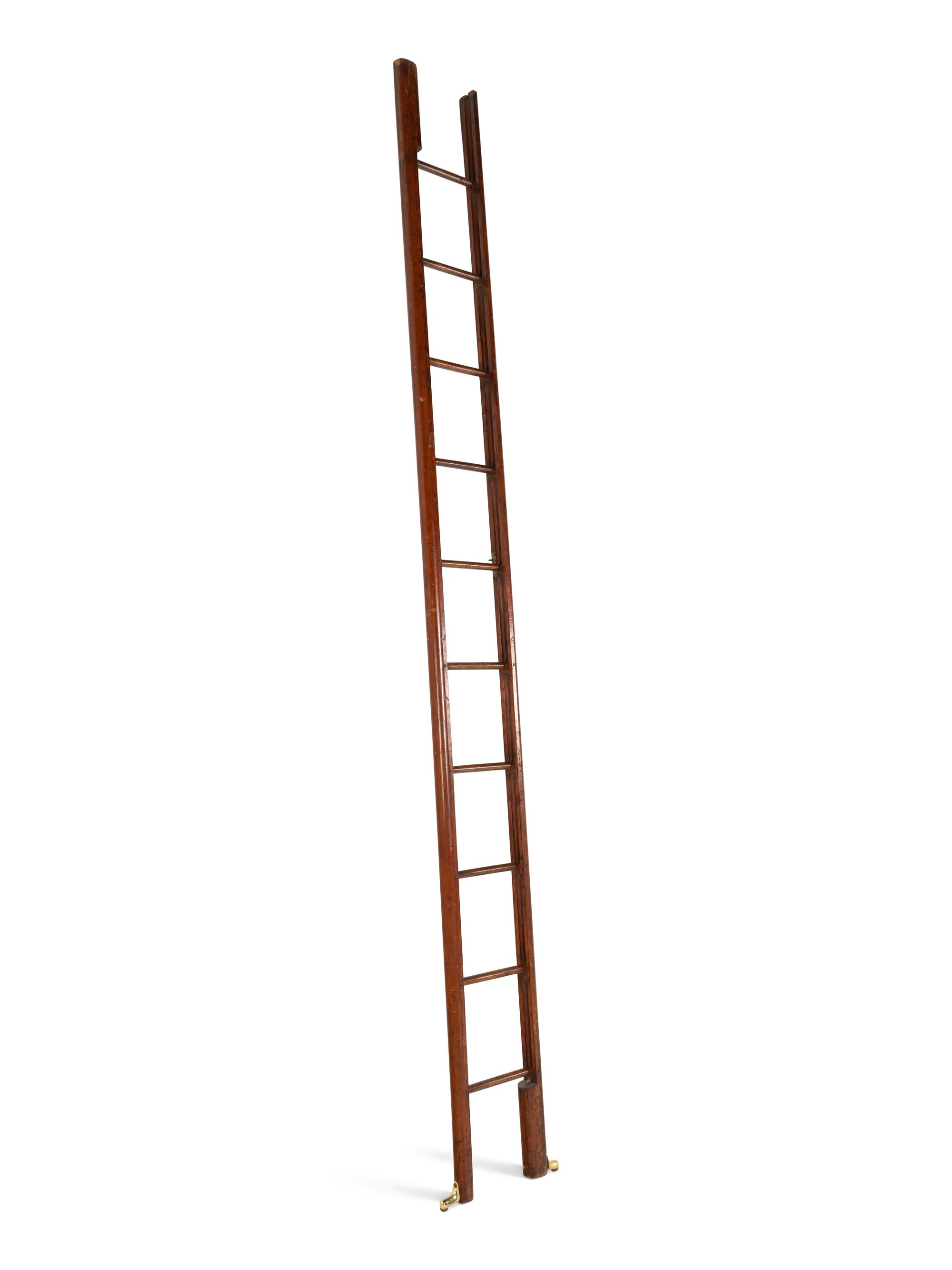 A Regency Brass Mounted Telescoping Library Ladder