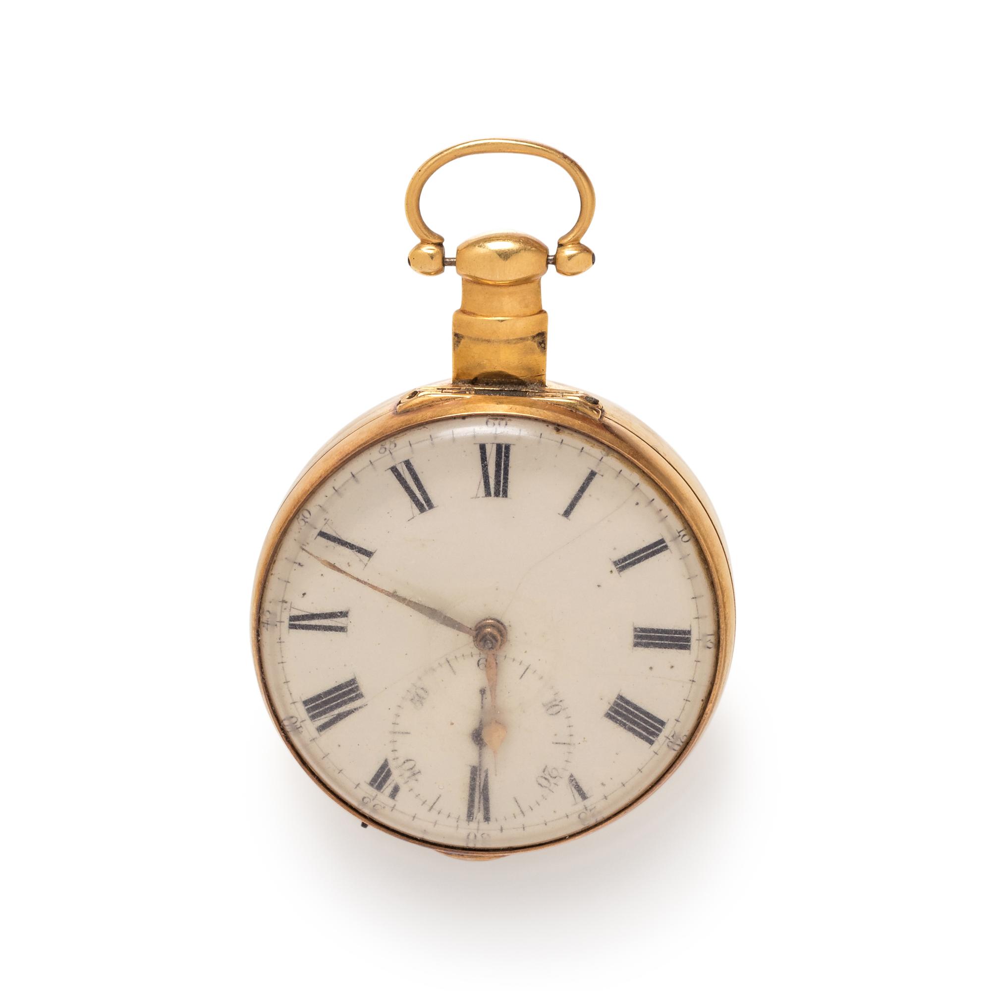 BRITISH, 18K YELLOW GOLD OPEN FACE POCKET WATCH