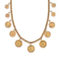YELLOW GOLD AND COIN NECKLACE