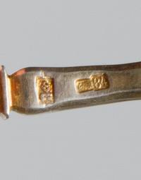A Russian Silver-Gilt and Enamel Spoon, Maker's mark likely Pitor Fariseyev, Moscow, early 20th century, having an enamel and twist dec