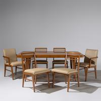 Dining table and six dining chairs